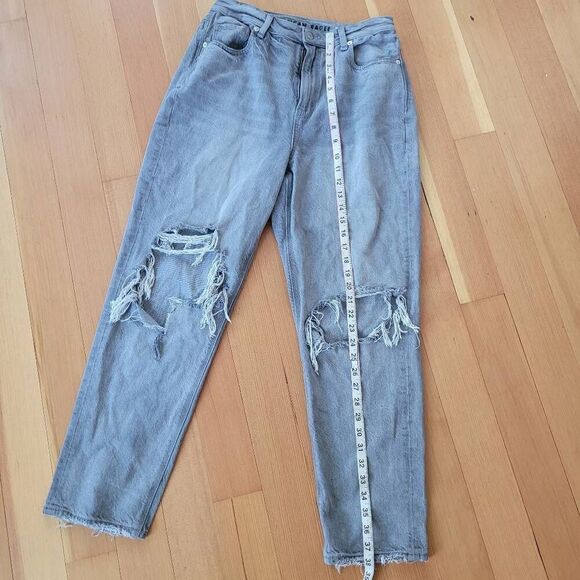 American Eagle mom jeans grey distressed comfort stretch waistband grunge - Picture 7 of 13
